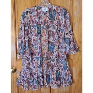 American Eagle Outfitters Cardigan Women's Medium Chiffon Paisley Sheer Bohemian